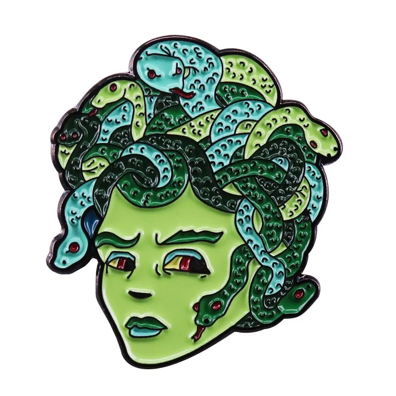 Греческая мифология брошь Medusa и эмалированная булавка ужас Готическая Медуза