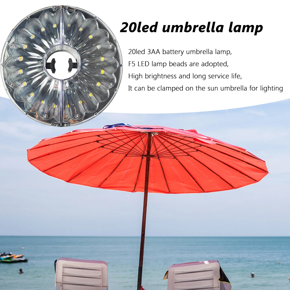20 LED Patio Umbrella Light Garden Outdoor Campsite Night Lamps Cordless Tent Pole Night Lamp Parasol Light for Beach Restaurant
20 LED Patio Umbrella Light Garden Outdoor Campsite Night Lamps Cordless Tent Pole Night Lamp Parasol Light for Beach Restaurant