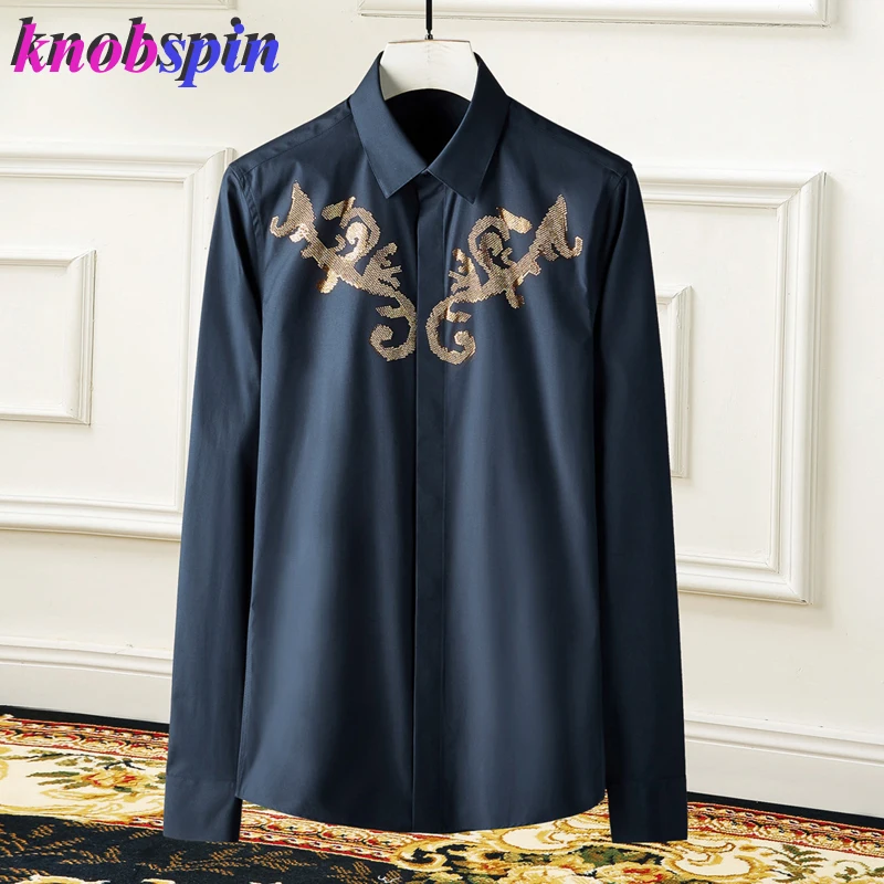 Royal Pattern Hot Drilling Fashion men shirt 2019 long sleeve Slim Casual Chemise homme Brand quality business male dress Shirts
Royal Pattern Hot Drilling Fashion men shirt 2019 long sleeve Slim Casual Chemise homme Brand quality business male dress Shirts