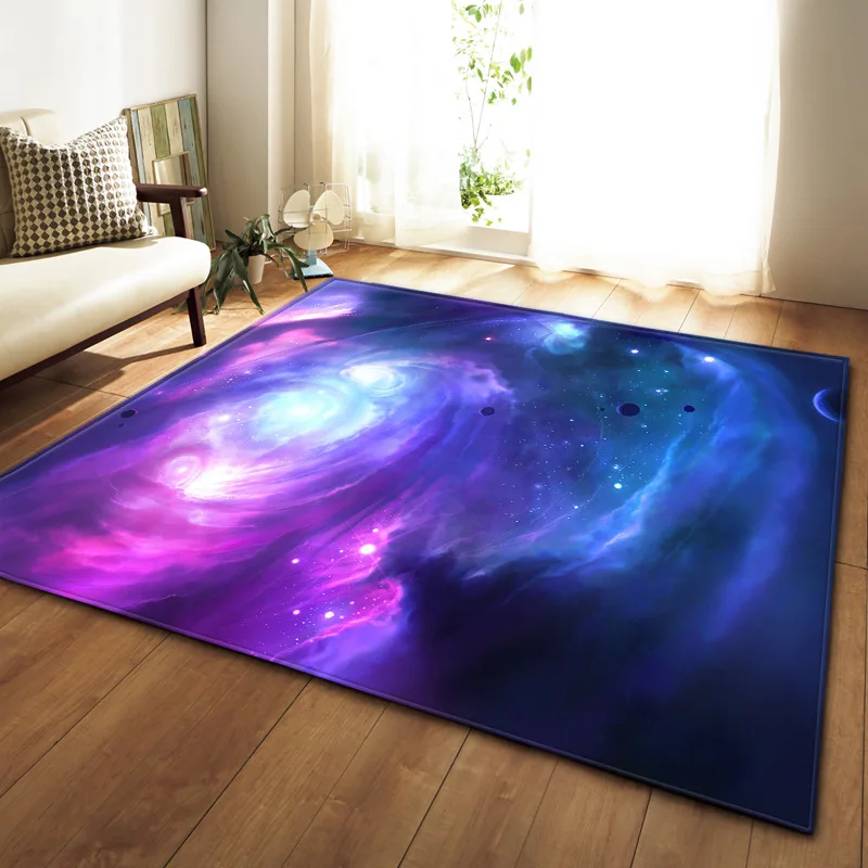 

3D Galaxy Space Stars Carpets Living Room Decoration Bedroom Parlor Tea Table Area Rug Mat Soft Flannel Large Rug and Carpet