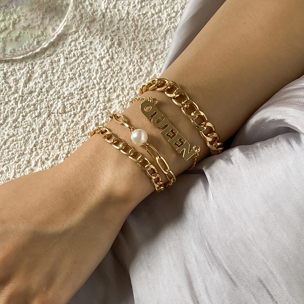 Lacteo 4Pcs/Set Vintage Letter Bangle Bracelet For Women Steampunk Imitation Pearls Chunky Cross Chain Charm Bracelet
Lacteo 4Pcs/Set Vintage Letter Bangle Bracelet For Women Steampunk Imitation Pearls Chunky Cross Chain Charm Bracelet