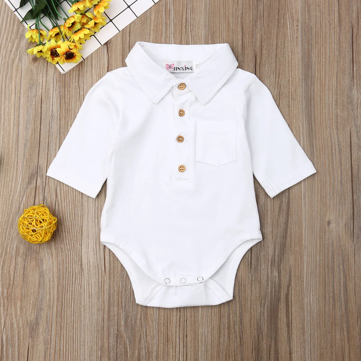 2020 Baby Autumn Clothing Infant Baby Boy Gentleman Solid Formal Bodysuit Short Sleeve Turn Down Collar Shirts Jumpsuit Tops
2020 Baby Autumn Clothing Infant Baby Boy Gentleman Solid Formal Bodysuit Short Sleeve Turn Down Collar Shirts Jumpsuit Tops