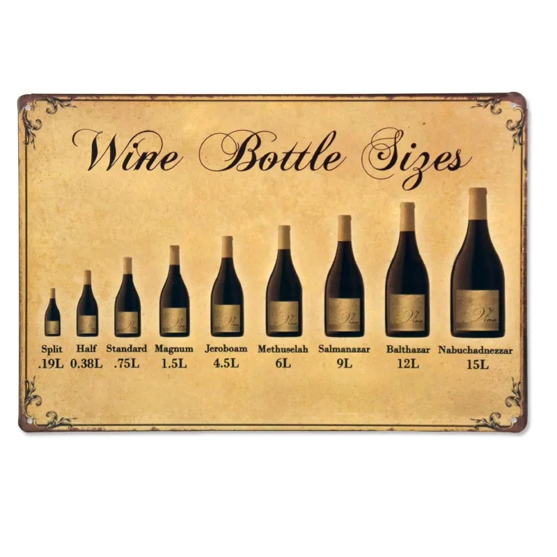 Metal Tin Signs Wine Bottle Sizes Vintage Home Decor Shabby Chic Wall Poster Iron Plates Bar Cafe Pub Decoration 30x20cm
Metal Tin Signs Wine Bottle Sizes Vintage Home Decor Shabby Chic Wall Poster Iron Plates Bar Cafe Pub Decoration 30x20cm