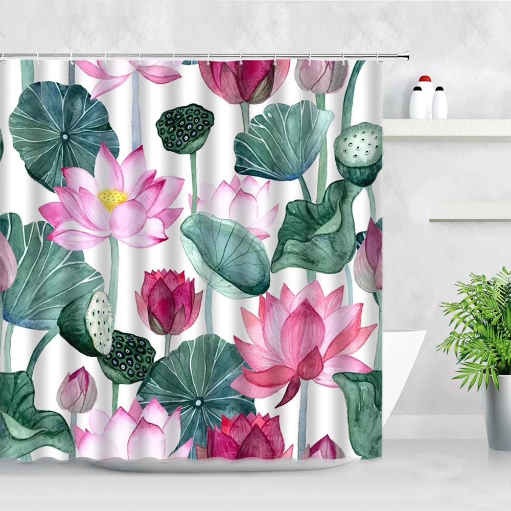 Chinese Style Hand Painted Lotus Shower Curtains Modern Home Decor Screens Pink Flowers Green Leaf Printing Simple Bath Curtain
Chinese Style Hand Painted Lotus Shower Curtains Modern Home Decor Screens Pink Flowers Green Leaf Printing Simple Bath Curtain
