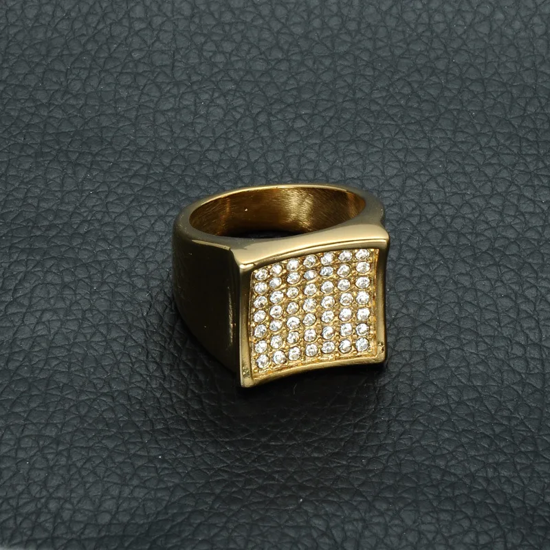 Gold Zircon Ring Men Stainless Steel Square Rhinestone Polished Hip Hop Rock Male Fashion High Quality Jewelry 
Gold Zircon Ring Men Stainless Steel Square Rhinestone Polished Hip Hop Rock Male Fashion High Quality Jewelry