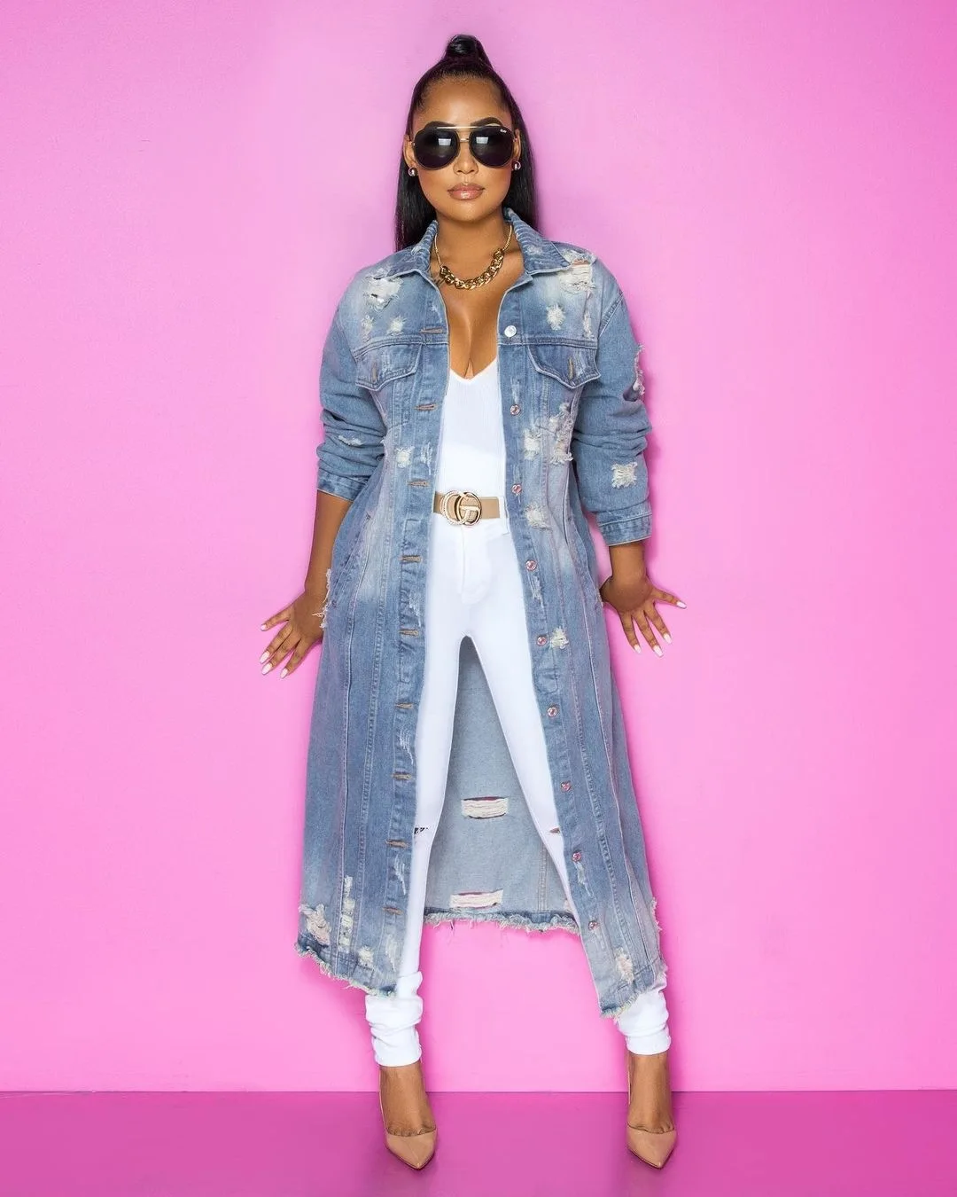 Women's Long Coat Retro Button Denim Jacket Ladies Lapel Stand Collar Slim Jacket Ladies Fringed Ripped Street Jacket
Women's Long Coat Retro Button Denim Jacket Ladies Lapel Stand Collar Slim Jacket Ladies Fringed Ripped Street Jacket