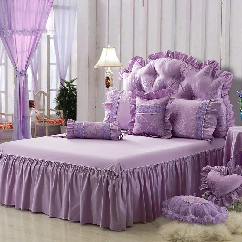 Romantic Purple Lace Princess Wedding Bedding Sets Bedspread 4pcs Jacquard Satin Ruffles Duvet Cover Bedclothes Bed Skirt Cotton
Romantic Purple Lace Princess Wedding Bedding Sets Bedspread 4pcs Jacquard Satin Ruffles Duvet Cover Bedclothes Bed Skirt Cotton