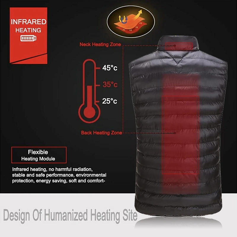 Autumn Winter Smart Heating Cotton Vest USB Infrared Electric Heating Vest MenWomen Outdoor Flexible Thermal Winter Warm Jacket
Autumn Winter Smart Heating Cotton Vest USB Infrared Electric Heating Vest MenWomen Outdoor Flexible Thermal Winter Warm Jacket