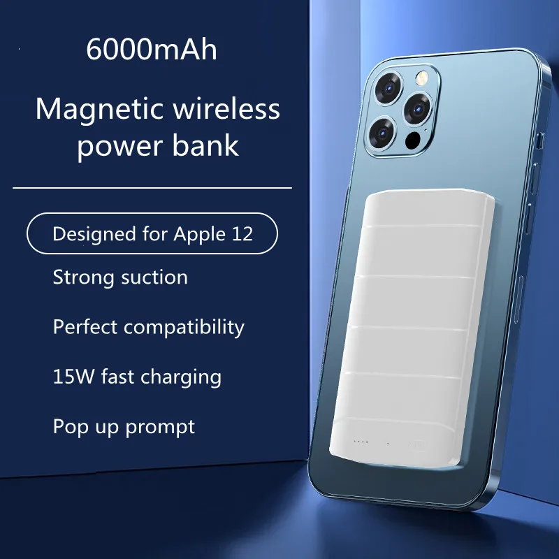 Power Bank 6000mAh Portable Wireless Charger Mobile Power For iPhone 12 Mini Pro Max Xiaomi For MagSafe 15W Wireless Charger
Power Bank 6000mAh Portable Wireless Charger Mobile Power For iPhone 12 Mini Pro Max Xiaomi For MagSafe 15W Wireless Charger