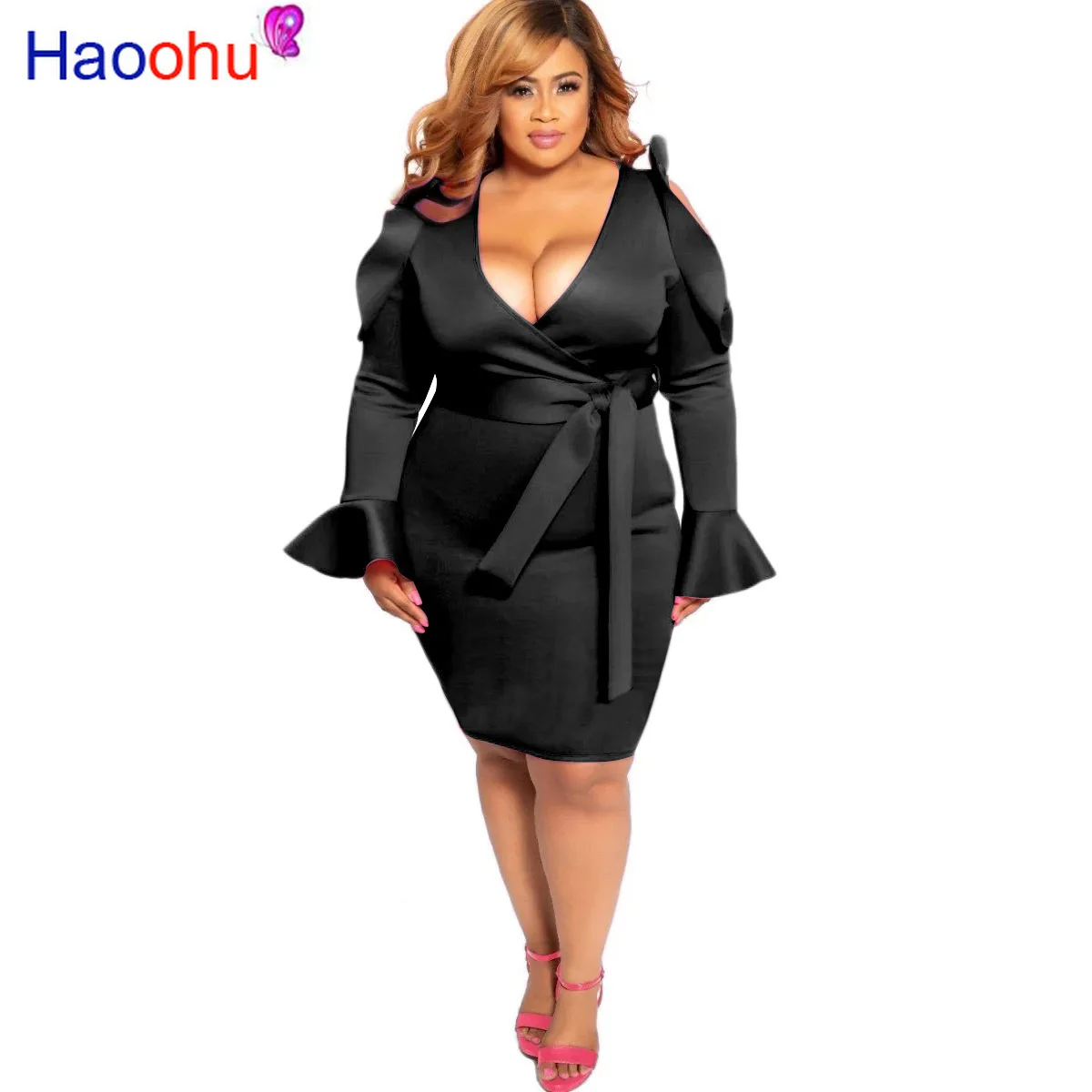 HAOOHU Women Clothing Plus Size Dresses Party Club Fashion 2021 Autumn Solid Ruffle Sleeve Deep V-Neck Pencil Dress Sexy Urban
HAOOHU Women Clothing Plus Size Dresses Party Club Fashion 2021 Autumn Solid Ruffle Sleeve Deep V-Neck Pencil Dress Sexy Urban