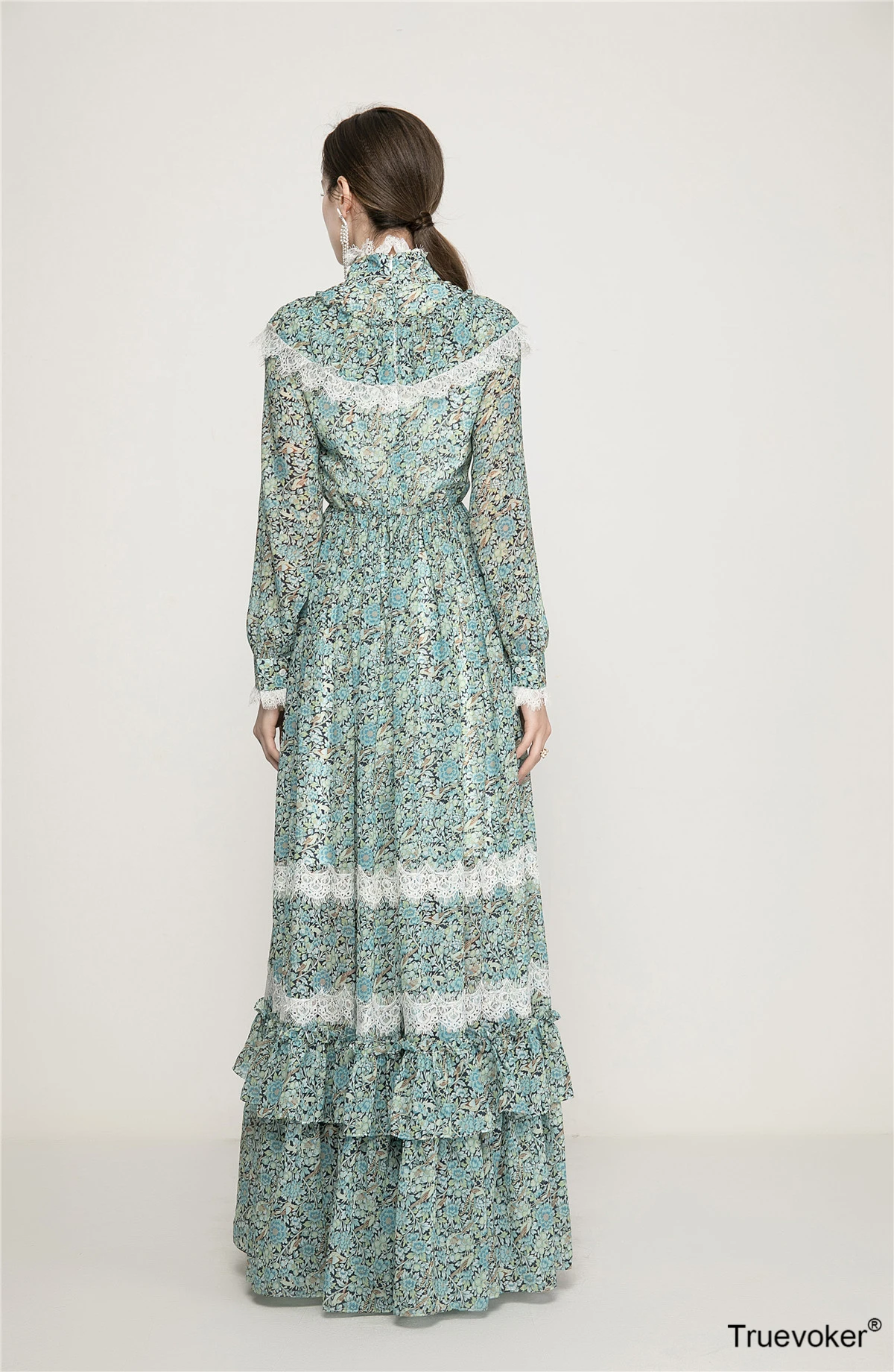 High End Runway Floor Length Prom Dress Women Full Sleeve Flower Print Lace Patchwork Lady Cottagecor Long Robe
High End Runway Floor Length Prom Dress Women Full Sleeve Flower Print Lace Patchwork Lady Cottagecor Long Robe