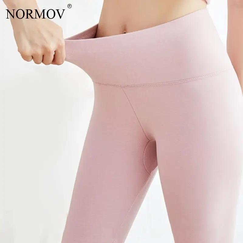 

NORMOV Winter Thick Leggings Velvet Solid High Elasticity Slim High Waist Pants External Wear Cold Windproof Warm Leggings Women