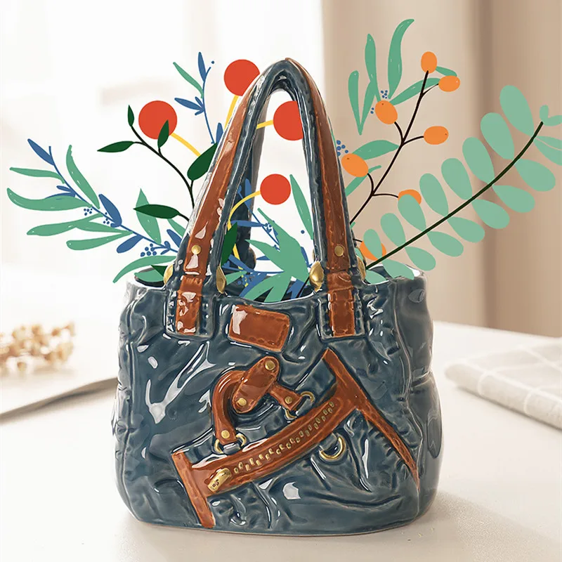 Creative Handbag Ceramic Vase Home Decoration Accessories Owl Flower Pot Nordic Dried Flower Vases Living Room Table Storage Box
Creative Handbag Ceramic Vase Home Decoration Accessories Owl Flower Pot Nordic Dried Flower Vases Living Room Table Storage Box