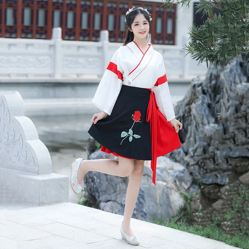 Women 's Hanfu Chinese Clothing Short-Sleeved Improved Cross-Collar Students Elegant Summer Lady Girls Stage cosply Costume
Women 's Hanfu Chinese Clothing Short-Sleeved Improved Cross-Collar Students Elegant Summer Lady Girls Stage cosply Costume