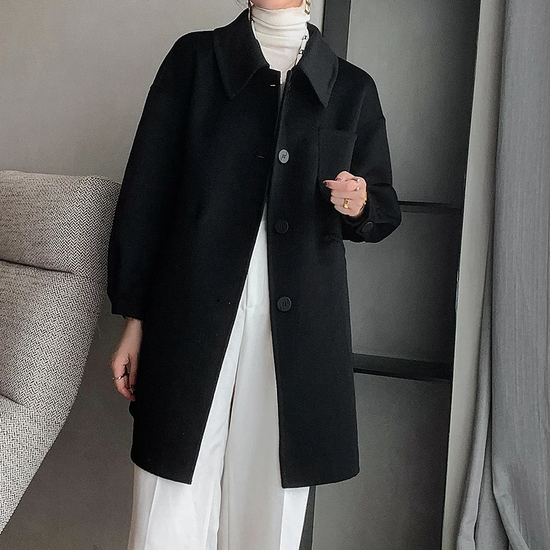 

Высококачественное двустороннее кашемировое пальто из 100 чистой шерсти, женское новое зимнее двустороннее шерстяное пальто 2021