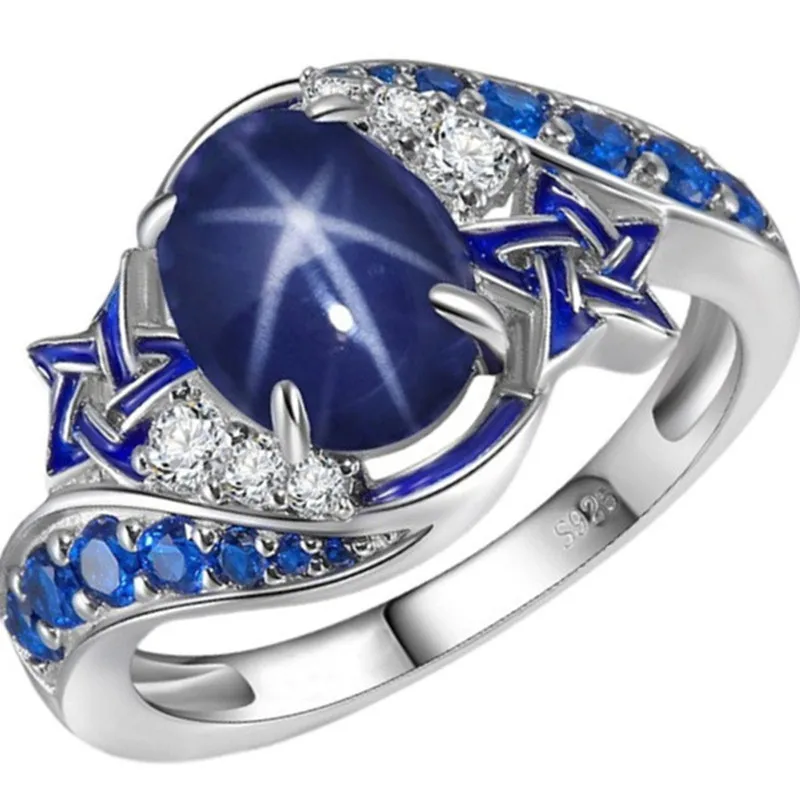 Luxury Ladies Silver Color Ring Natural Blue Gemstone Ring Promise Beautiful Bride Romantic Wedding Bride Engagement Star Ring
Luxury Ladies Silver Color Ring Natural Blue Gemstone Ring Promise Beautiful Bride Romantic Wedding Bride Engagement Star Ring