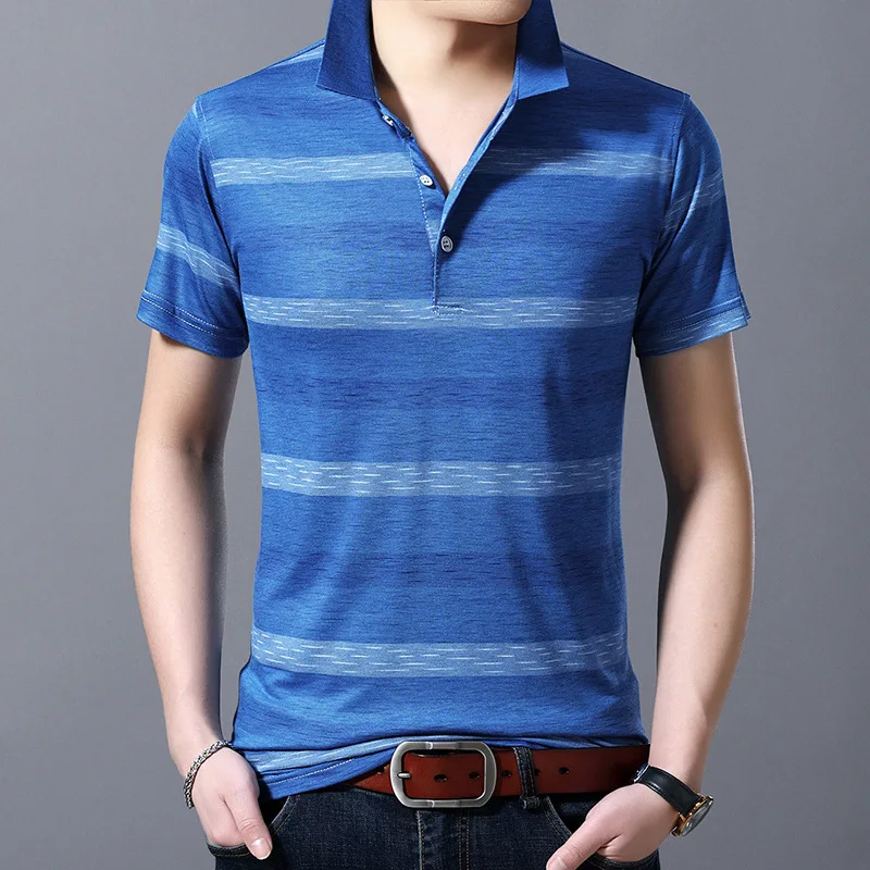 Summer men's clothing, color-stripe striped POLO shirt, business casual POLO shirt, short-sleeved plus size POLO shirt
Summer men's clothing, color-stripe striped POLO shirt, business casual POLO shirt, short-sleeved plus size POLO shirt