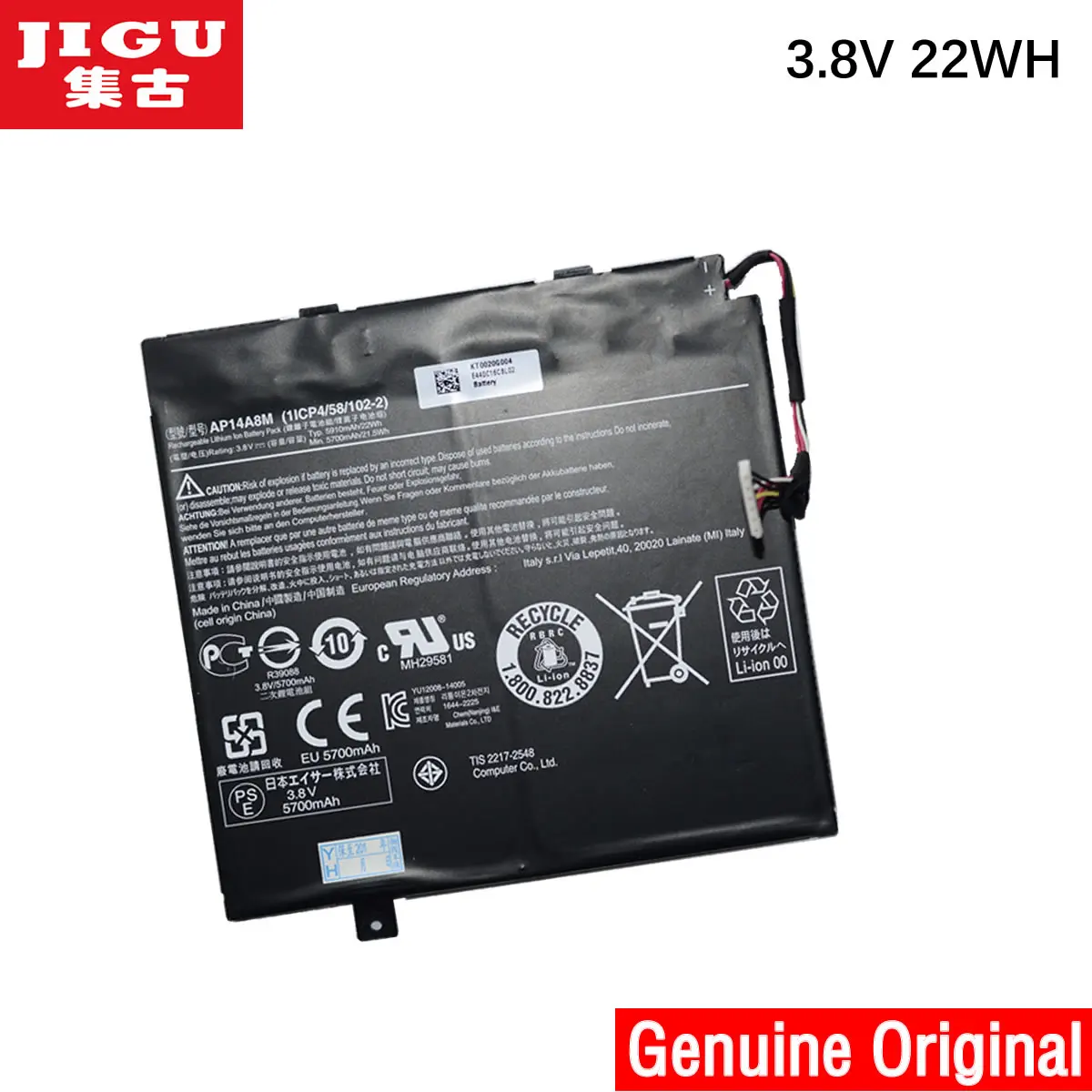 

JIGU Original Laptop Battery 3.8V 1ICP4/58/102-2 AP14A8M For ACER A3-A20 A3-A30 For Aspire Switch 11 Switch 11V Switch 10E