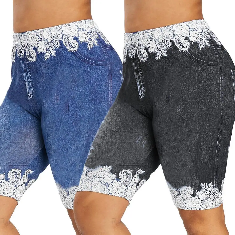 Hot Sales Women Fashion Lace Patchwork High Waist Leggings Denim Shorts Sports Minipants
Hot Sales Women Fashion Lace Patchwork High Waist Leggings Denim Shorts Sports Minipants