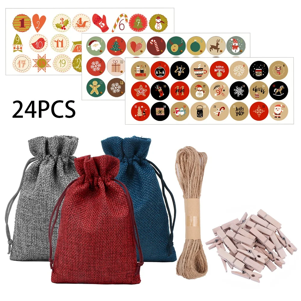 24Pcs/set Advent Christmas Calendar Filling Candy Linen Bags Gift Bags Xmas Storage Bag New Arrivals XMAS Bag Decor
24Pcs/set Advent Christmas Calendar Filling Candy Linen Bags Gift Bags Xmas Storage Bag New Arrivals XMAS Bag Decor
