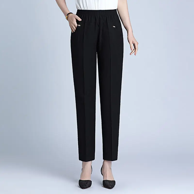 Women High Waist Straight Pants Casual Loose Ankle-Length Pant Black Femme Trousers Plus Big Size 7XL 8XL Ladies Pantalon
Women High Waist Straight Pants Casual Loose Ankle-Length Pant Black Femme Trousers Plus Big Size 7XL 8XL Ladies Pantalon