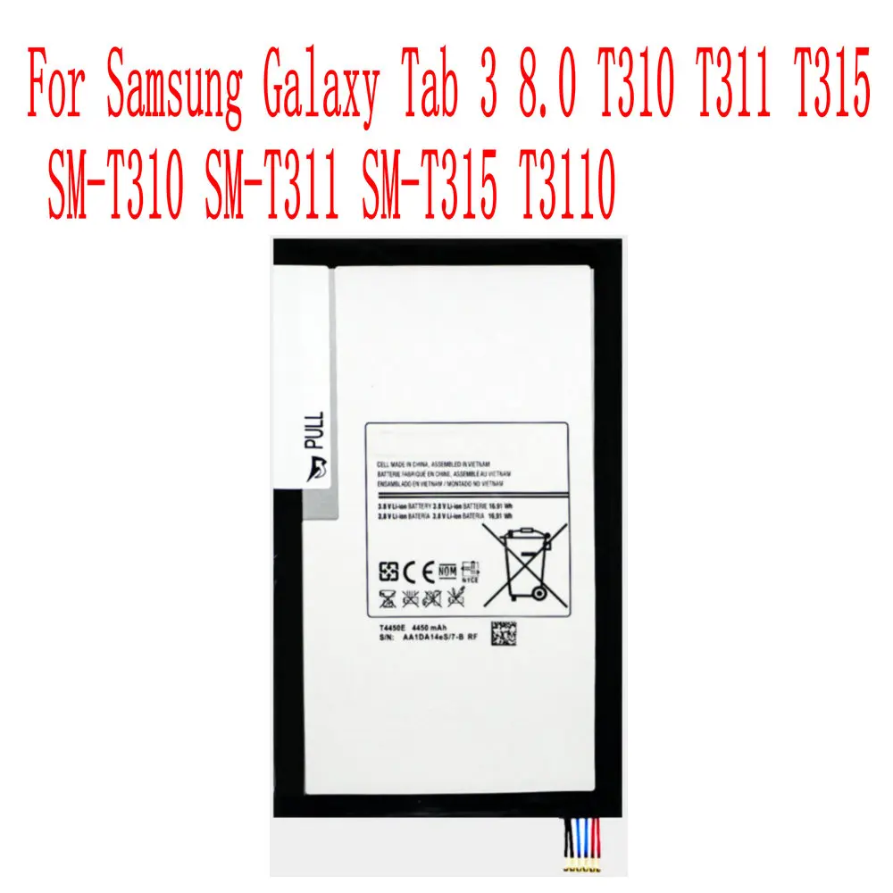 Высококачественный аккумулятор 4450 мАч T4450E для Samsung Galaxy Tab 3 8 0 T310 T311 T315 фотосессия