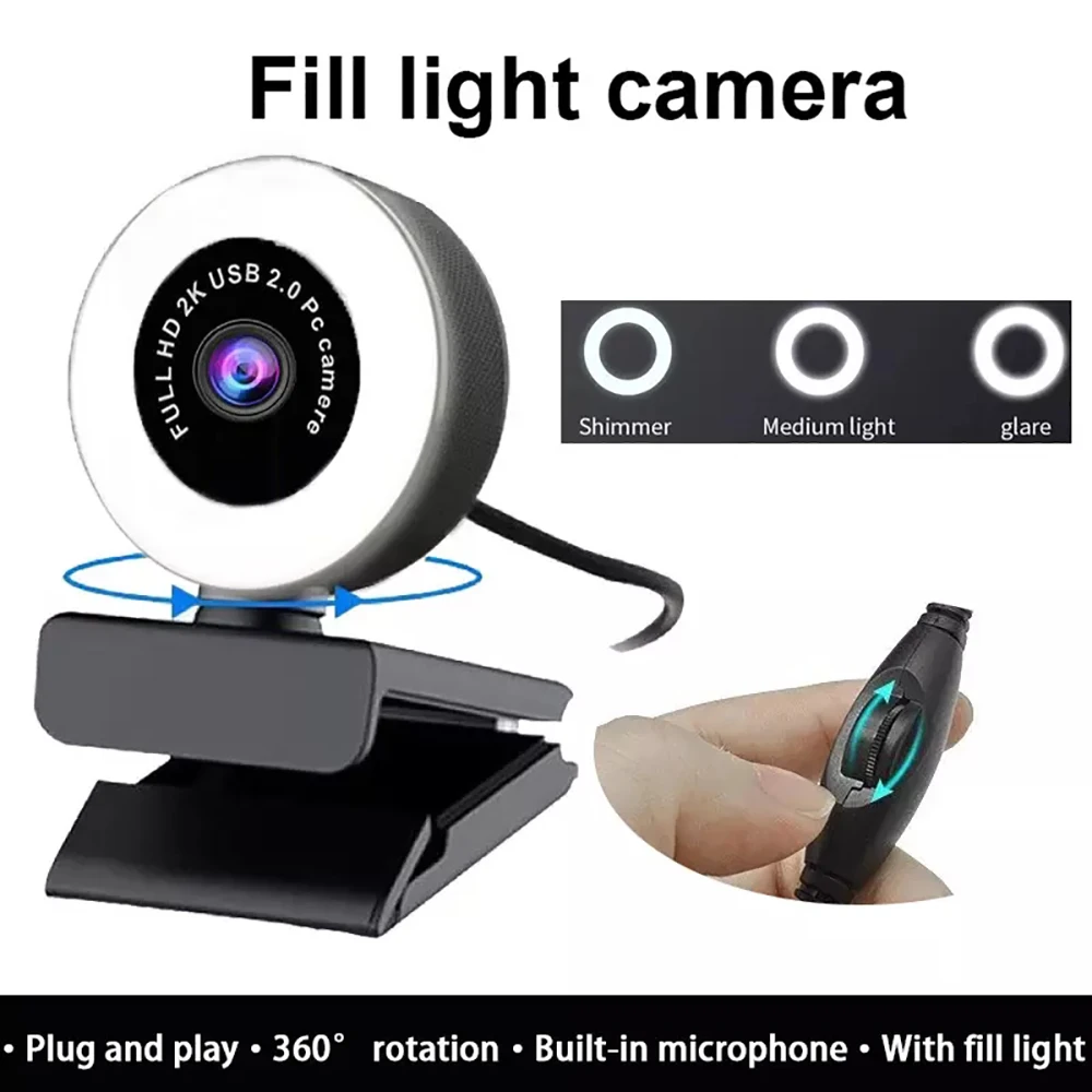 2K/1080P HD Webcam LED Web Camera For Computer PC Video Recording Webcams Fill Light Auto-Focus Adjustable Base Cam USB
2K/1080P HD Webcam LED Web Camera For Computer PC Video Recording Webcams Fill Light Auto-Focus Adjustable Base Cam USB