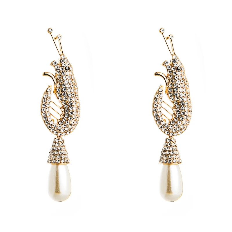 Retro Creative Lobster Shaped Earrings Female Alloy Inlaid with Rhinestone Pearl Earrings Temperament Show Earrings New Earrings
Retro Creative Lobster Shaped Earrings Female Alloy Inlaid with Rhinestone Pearl Earrings Temperament Show Earrings New Earrings