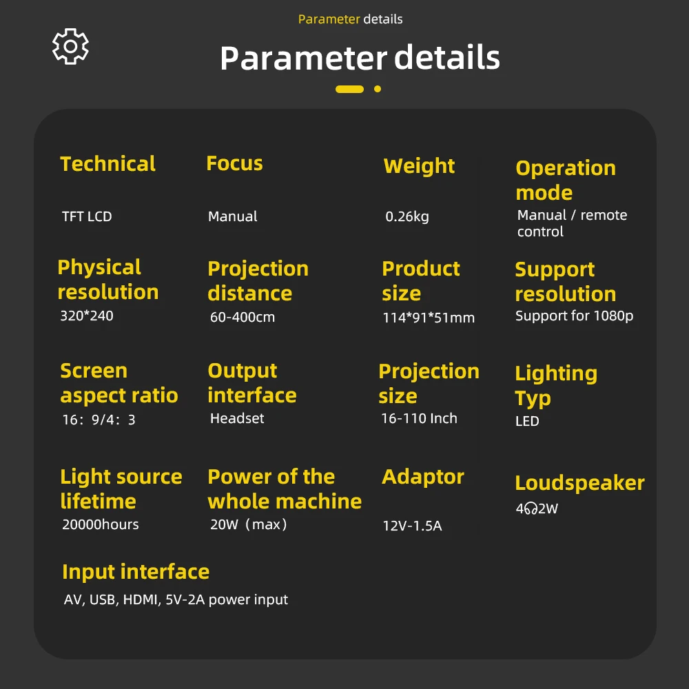 New T20 Mini Portable 1080P USB HD LED Home Media Video Player Cinema Projector 320x240 Pixels Supports Easy To Carry
New T20 Mini Portable 1080P USB HD LED Home Media Video Player Cinema Projector 320x240 Pixels Supports Easy To Carry