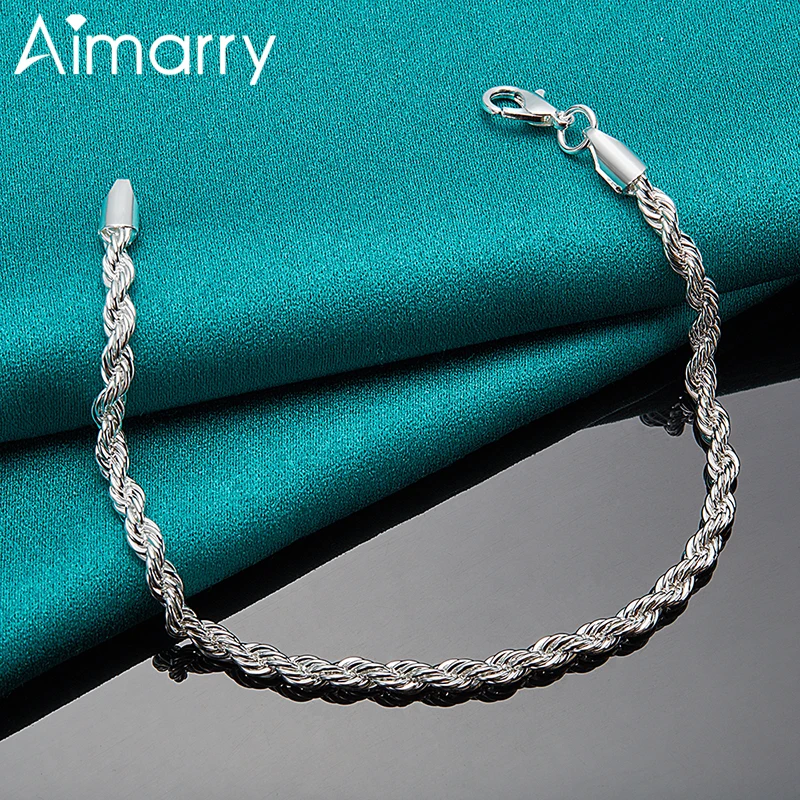 Aimarry 925 Sterling Silver 4MM Twisted Rope Chain Men Bracelet For Women Charm Party Wedding Anniversary Gifts Fashion Jewelry
Aimarry 925 Sterling Silver 4MM Twisted Rope Chain Men Bracelet For Women Charm Party Wedding Anniversary Gifts Fashion Jewelry