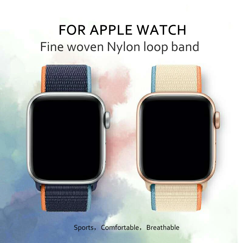 Ремешок нейлоновый для Apple Watch band 44 мм 40 42 38 спортивный браслет смарт часов iWatch Series