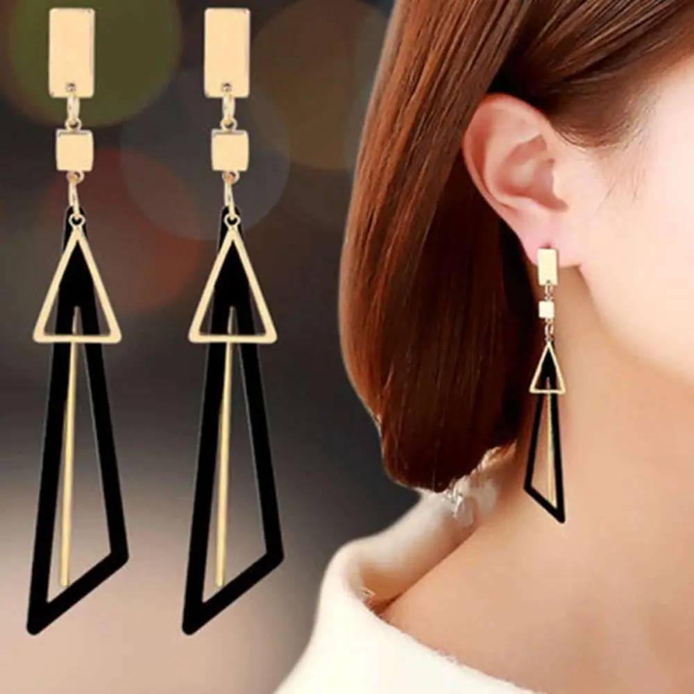 Vintage Geometric Long Tasse Drop Earrings For Women BOHO Acrylic Big Statement Gold Hanging Earings Wedding Party Gift | Украшения и