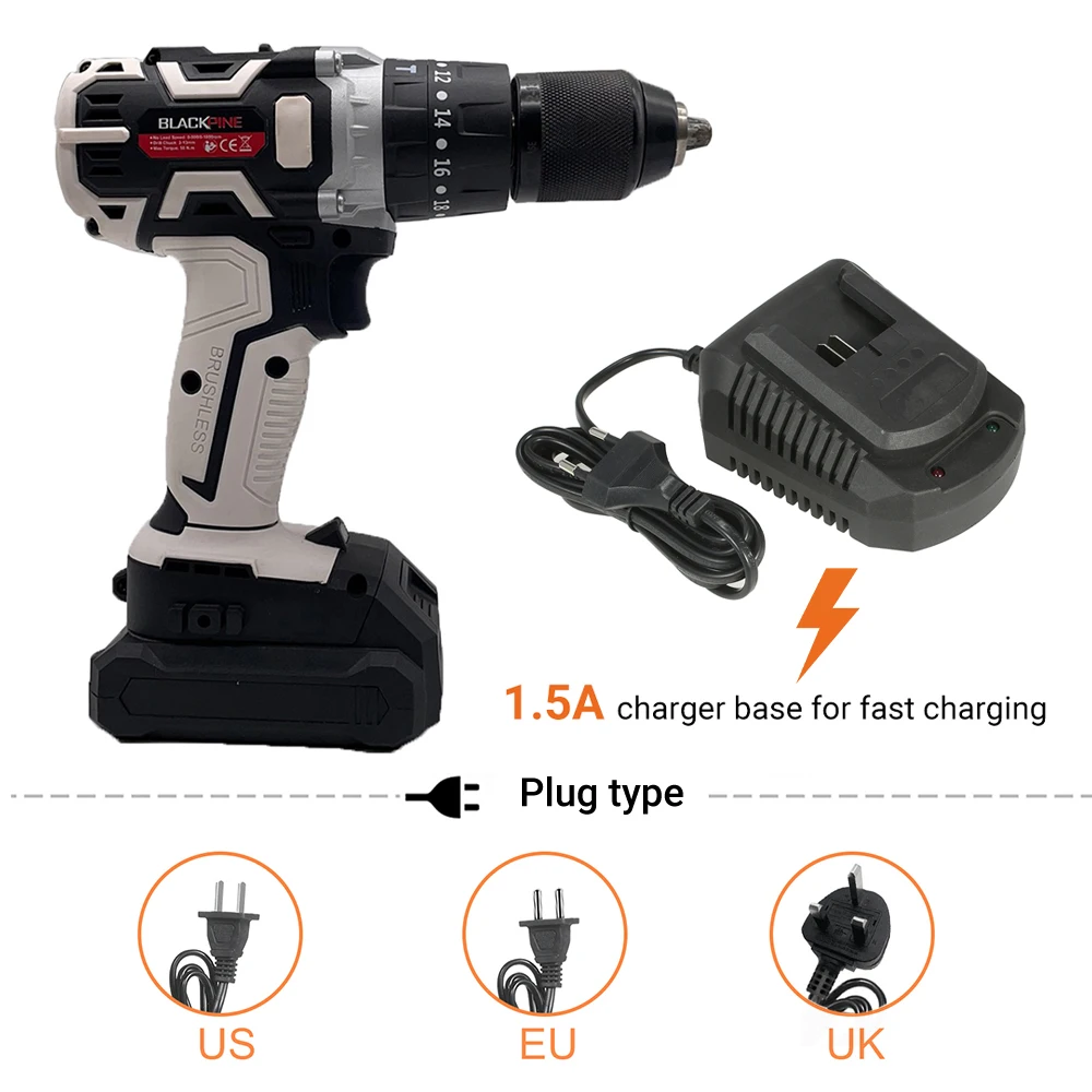 Cordless Drill Electric Drill Handheld Portable 18V Electric Screwdriver Variable Speed Brushless Drill LED Light 21+3 Torque
Cordless Drill Electric Drill Handheld Portable 18V Electric Screwdriver Variable Speed Brushless Drill LED Light 21+3 Torque