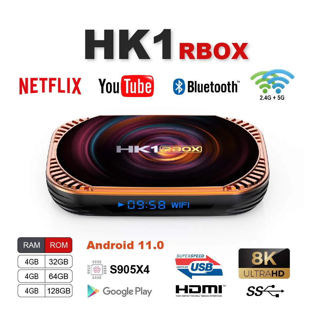 HK1 RBOX X4 Smart TV BOX Android 11.0 4G 32/ 64/128GB 2.4G&5G Wifi Support Google Player Youtube Netlflix 8K Set Top Box HK1
HK1 RBOX X4 Smart TV BOX Android 11.0 4G 32/ 64/128GB 2.4G&5G Wifi Support Google Player Youtube Netlflix 8K Set Top Box HK1