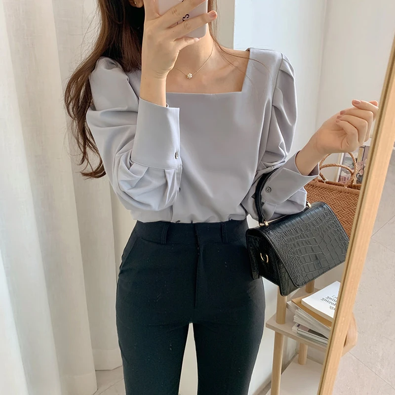 Elegant Women Square Collar Blouse 2021 New Fashion Solid Korean Sweet Casual Long Sleeve Blouses Shirt Lady Spring Tops
Elegant Women Square Collar Blouse 2021 New Fashion Solid Korean Sweet Casual Long Sleeve Blouses Shirt Lady Spring Tops