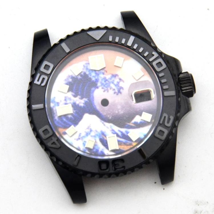 For 2824-2/2836 Movement Black PVD Coating Suitable For Kanagawa Surfing Luminous Sea Wave 40MM Dial Diver Watch Case
For 2824-2/2836 Movement Black PVD Coating Suitable For Kanagawa Surfing Luminous Sea Wave 40MM Dial Diver Watch Case