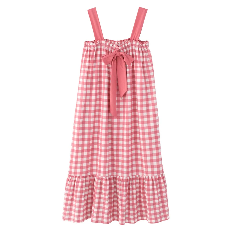 Pink Spaghetti Strap Night Dress Sexy Nightwear Lovely Bow Plaid Nightie Women's Nightgown Casual Home Wear Soft Loose
Pink Spaghetti Strap Night Dress Sexy Nightwear Lovely Bow Plaid Nightie Women's Nightgown Casual Home Wear Soft Loose