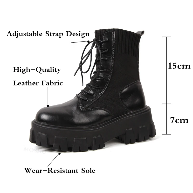 Platform Ankle Boots Women Black Punk Motorcycles Boots Ladies Leather Thick Bottom Boots Winter Platform Shoes Botas De Mujer
Platform Ankle Boots Women Black Punk Motorcycles Boots Ladies Leather Thick Bottom Boots Winter Platform Shoes Botas De Mujer