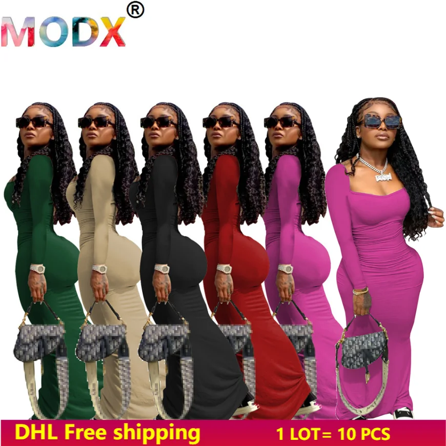 Women Sexy Bodycon Dresses Solid Color Maxi Dress Spring/Autumn Clothing Casual Package Hip Skirts Fashion Club Wear 5620
Women Sexy Bodycon Dresses Solid Color Maxi Dress Spring/Autumn Clothing Casual Package Hip Skirts Fashion Club Wear 5620