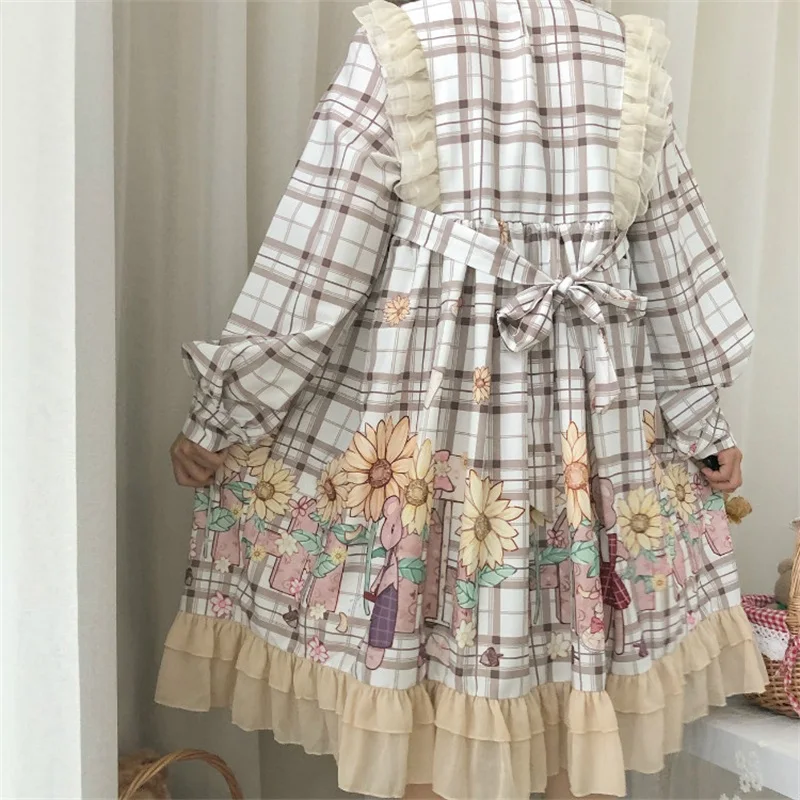 Japanese New Sweet Lolita Style Soft Girl Dress Kawaii Bear Printing Ruffles Full Sleeve Cute Bow Lace Plaid Floral Dresse
Japanese New Sweet Lolita Style Soft Girl Dress Kawaii Bear Printing Ruffles Full Sleeve Cute Bow Lace Plaid Floral Dresse