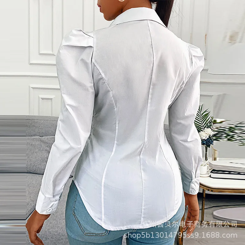 WEPBEL Women Elegant White Blouse Shirt Ladies Long Puff Sleeve Turn Down Collar Single Breasted Slim Fit Ruched T-shirt Top
WEPBEL Women Elegant White Blouse Shirt Ladies Long Puff Sleeve Turn Down Collar Single Breasted Slim Fit Ruched T-shirt Top