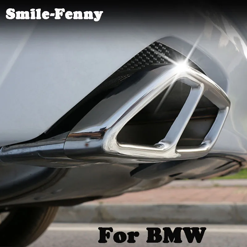 

Для BMW 6 серии GT 2020 2021 выхлопной трубы горло украшения рамка Крышка Нержавеющая сталь четыре розетки Стикеры комплект из 2 предметов