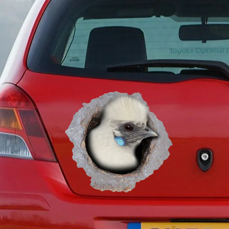 White Silkie chicken car decal , silkie magnet, funny hen car sticker , white chicken decal
White Silkie chicken car decal , silkie magnet, funny hen car sticker , white chicken decal