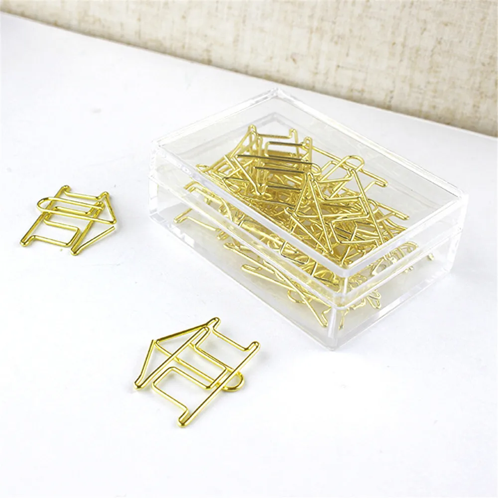 20pcs New Gold House Shape Paper Clips Escolar Bookmarks Photo Memo Ticket Clip 40-55mm Creative Stationery School Supplies
20pcs New Gold House Shape Paper Clips Escolar Bookmarks Photo Memo Ticket Clip 40-55mm Creative Stationery School Supplies