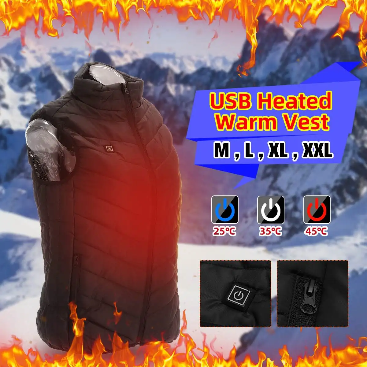 Electric Heated Vest USB Heating Vest Coat Jacket M/L/XL/XXL Warm Winter Outdoor Travel Clothing Camping Hiking Vest Men Women
Electric Heated Vest USB Heating Vest Coat Jacket M/L/XL/XXL Warm Winter Outdoor Travel Clothing Camping Hiking Vest Men Women
