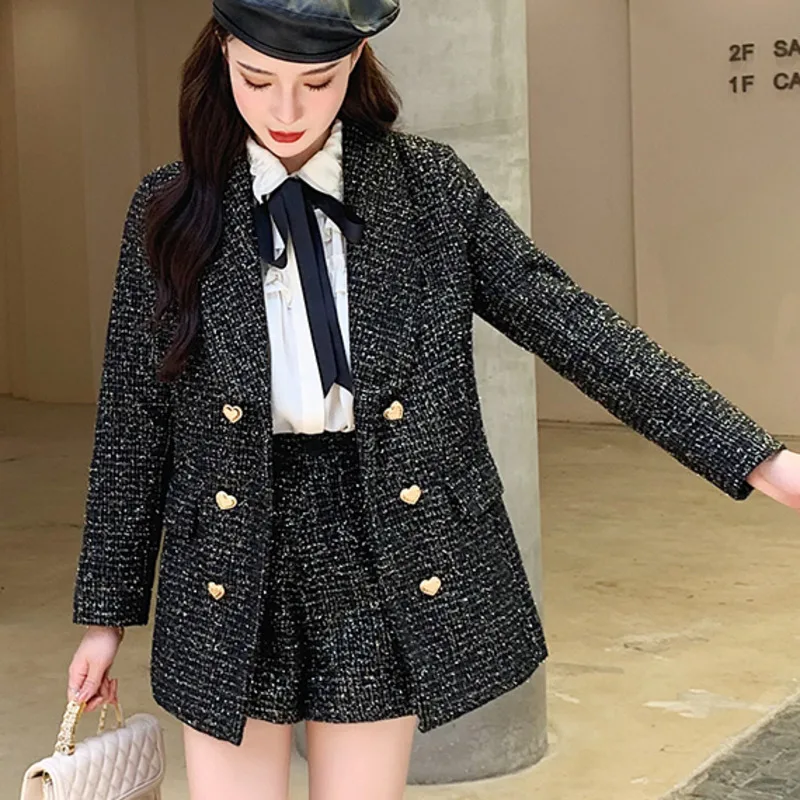 Women Woolen Jacket Coat + Shorts Sets Small Fragrance Two Piece Pant Suits High Quality Autumn Winter Vintage Tweed 2 Piece Set
Women Woolen Jacket Coat + Shorts Sets Small Fragrance Two Piece Pant Suits High Quality Autumn Winter Vintage Tweed 2 Piece Set