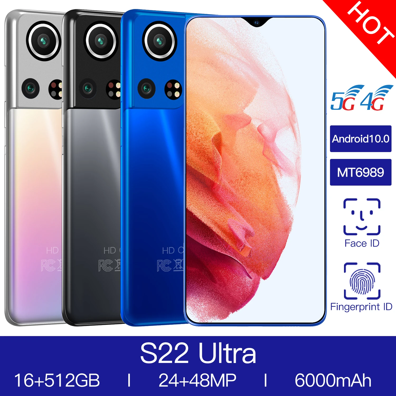 Smartphone S22 Ultra Snapdragon888 Sansumg 5G 6000mAh Global Version 6.7Inch Android10.0 16GB RAM 512GB ROM Galay Mobile Phone
Smartphone S22 Ultra Snapdragon888 Sansumg 5G 6000mAh Global Version 6.7Inch Android10.0 16GB RAM 512GB ROM Galay Mobile Phone