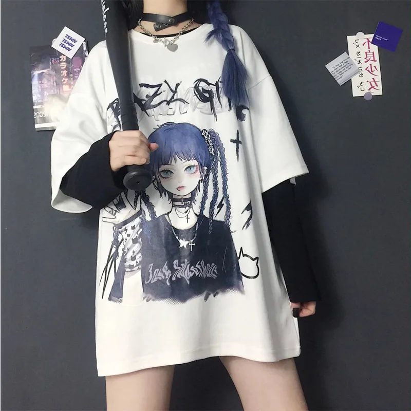 Harajuku Korea T Shirt Women Unisex Anime Fashion Cute Aesthetic Grunge Black Tee Satantic Gothic Clothes Shirt Black Tops
Harajuku Korea T Shirt Women Unisex Anime Fashion Cute Aesthetic Grunge Black Tee Satantic Gothic Clothes Shirt Black Tops