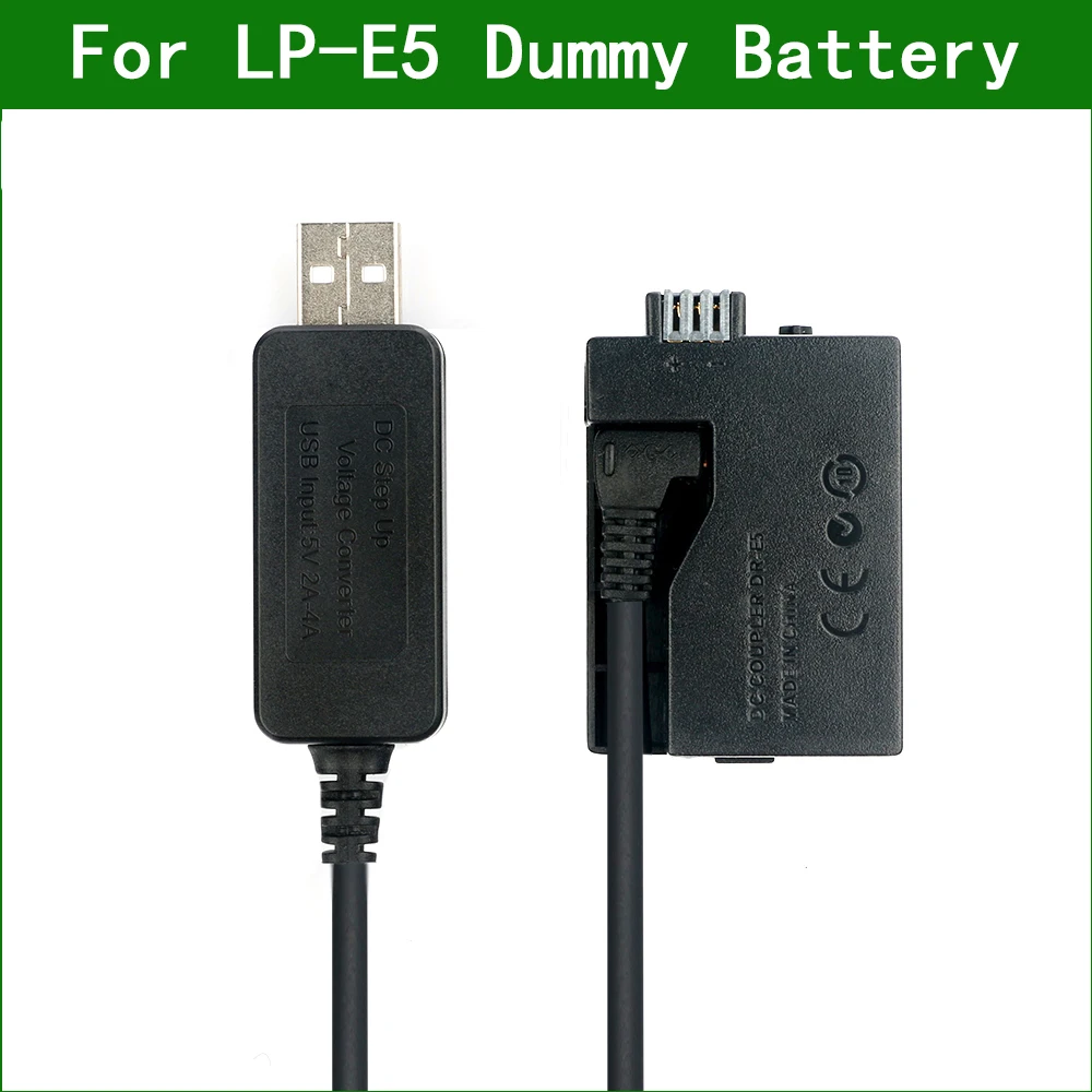 

LP E5 LPE5 ACK-E5 DR-E5 Dummy Battery&DC Power Bank USB Cable for Canon EOS 450D 500D 1000D Kiss F X2 X3 Rebel XSi XS T1i