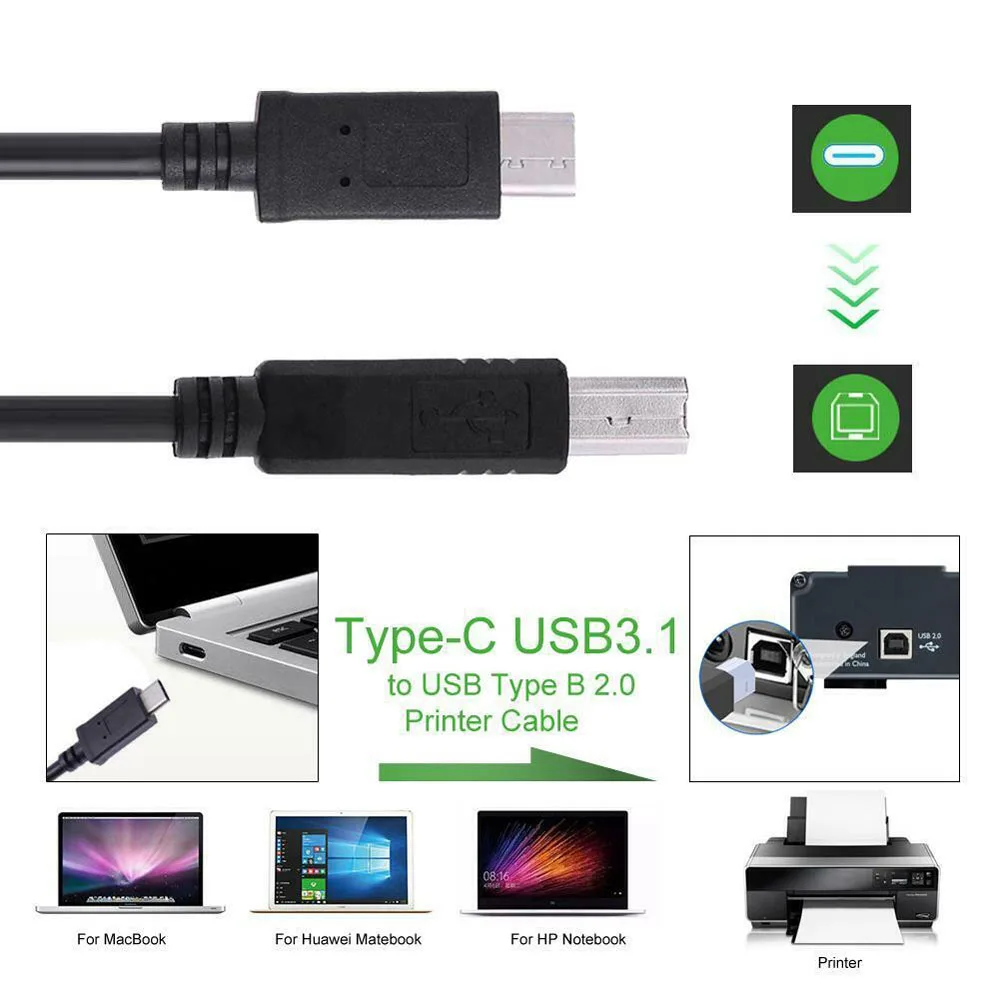 USB-C USB 3.1 Type C Male Connector To USB 2.0 B Type Male Data Cable For Mobile Phone, Printer And Hard Drive 1m 2m 3m 5m 8m
USB-C USB 3.1 Type C Male Connector To USB 2.0 B Type Male Data Cable For Mobile Phone, Printer And Hard Drive 1m 2m 3m 5m 8m